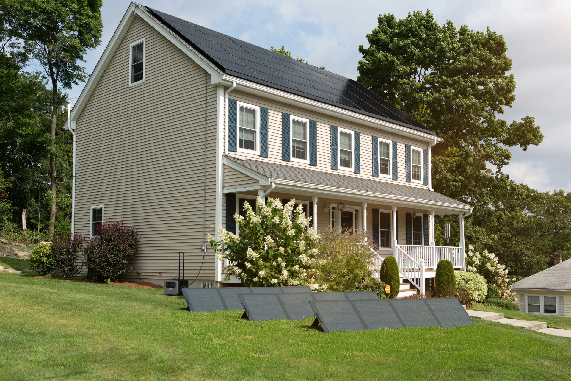 a house with solar panels on the roof